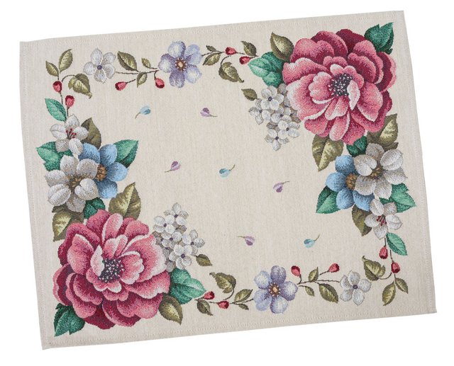 Серветка-підкладка під тарілку гобеленова "Яскраві квіти", 37x49