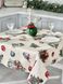 Новорічна овальна скатертина гобеленова «Різдвяні прикраси» (Срібний люрекс), 137x180