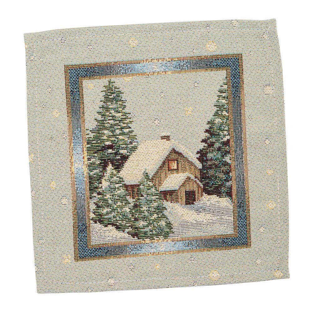 Серветка-підкладка Гобеленова "Різдво в Карпатах" (золотий люрекс)