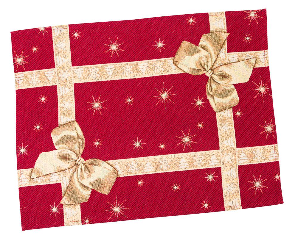 Серветка-підкладка новорічна гобеленова "Подарункова" (золотий люрекс)