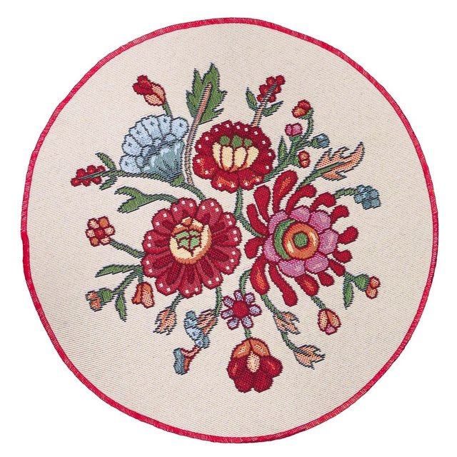 Серветка-підкладка гобеленова "Етно квіти", Ø25