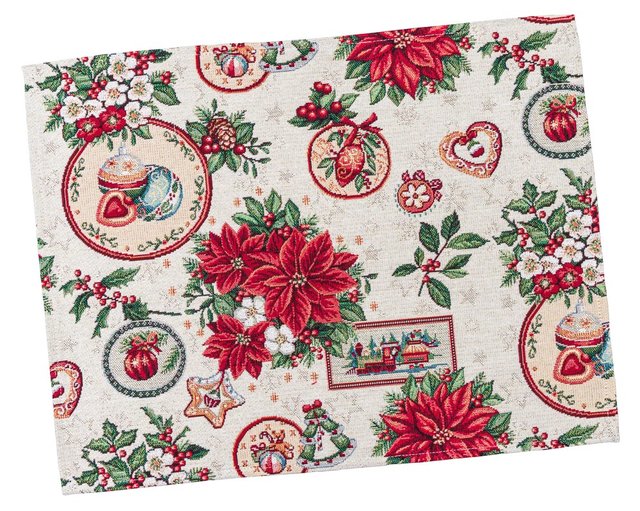 Новорічна серветка-підкладка «Merry Christmas» (Золотий люрекс), 34x44