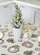 Новорічна овальна скатертина гобеленова «Різдвяні віночки» (срібний люрекс), 137x180