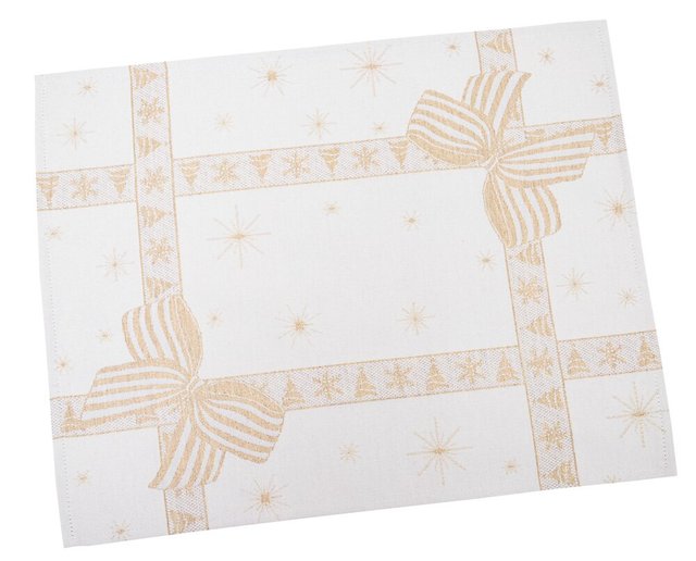 Серветка-підкладка жакардова "Новорічний подарунок" (золотий люрекс)