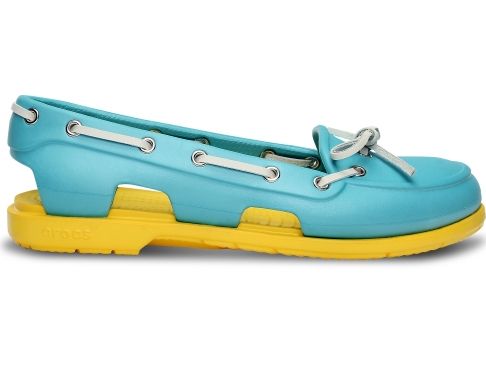 Crocs Beach Line Boat Shoe Woman Aqua/Yellow - (36) - (22.5-23.2cm)