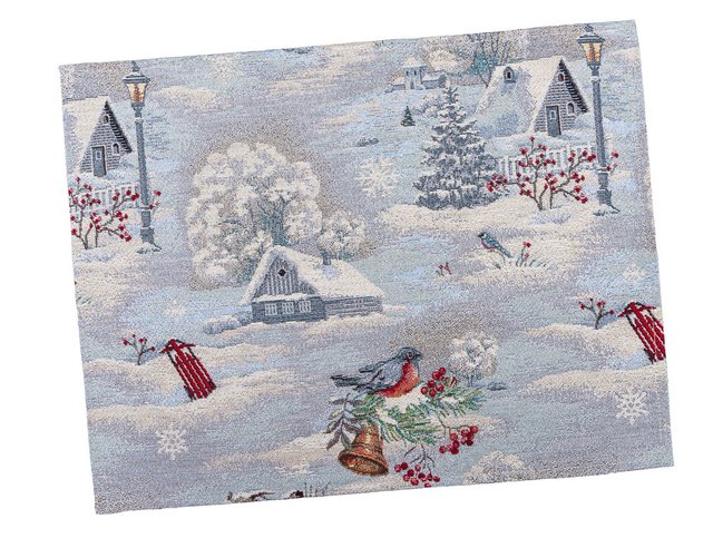 Серветка-підкладка новорічна "Снігова казка" (срібний люрекс)