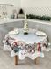 Новорічна кругла скатертина гобеленова «Різдвяні канікули» (Срібний люрекс), Ø140