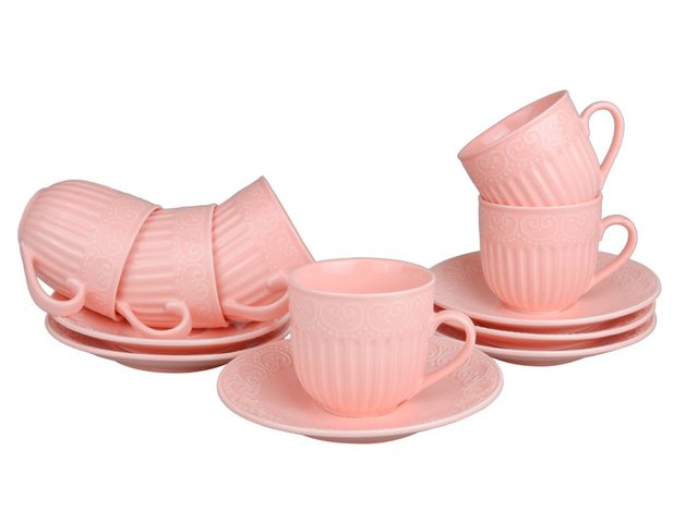 Чайний набір "Ажур" 12пр 250мл рожевий